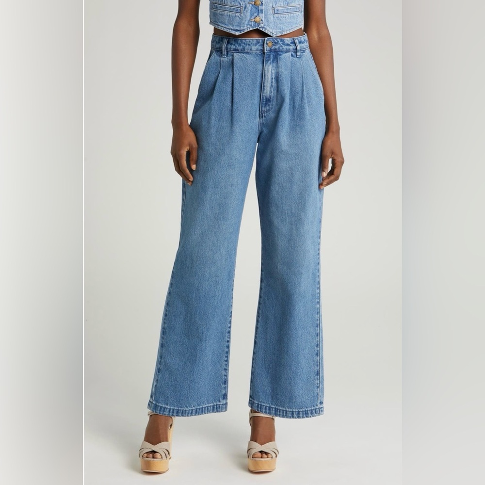 ROLLA'S Chloe Pleated Wide Leg Jeans